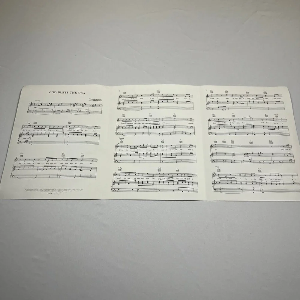 MCA Sheet Music Lee Greenwood God Bless The U.S.A. Piano Vocal Guitar